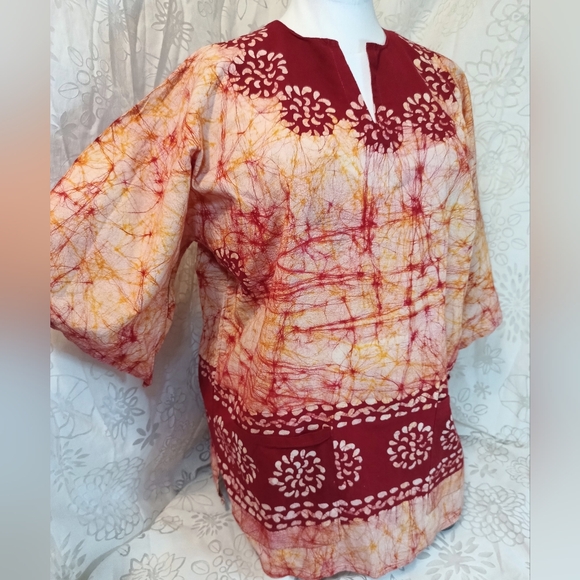 African Batik Long Cotton Shirt - Picture 1 of 8